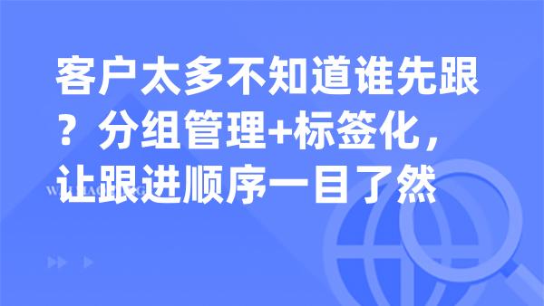 客户太多不知道谁先跟？分组管理+标签化，让跟进顺序一目了然