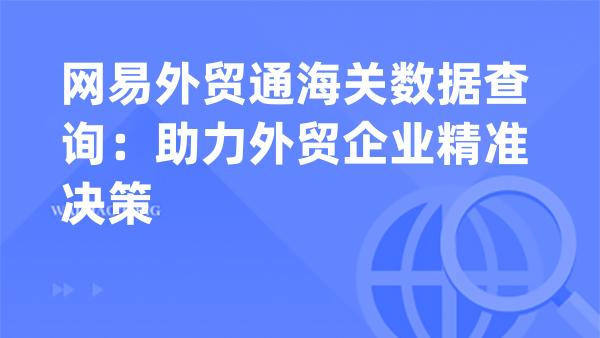 网易外贸通海关数据查询：助力外贸企业精准决策